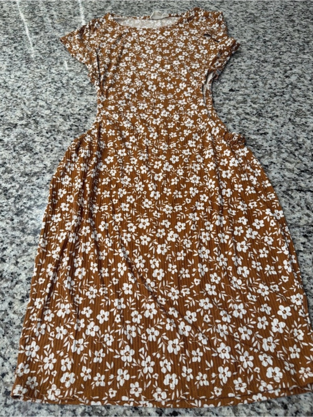Women's Floral Maxi Dress in Rust Brown - Casual Summer Dress
